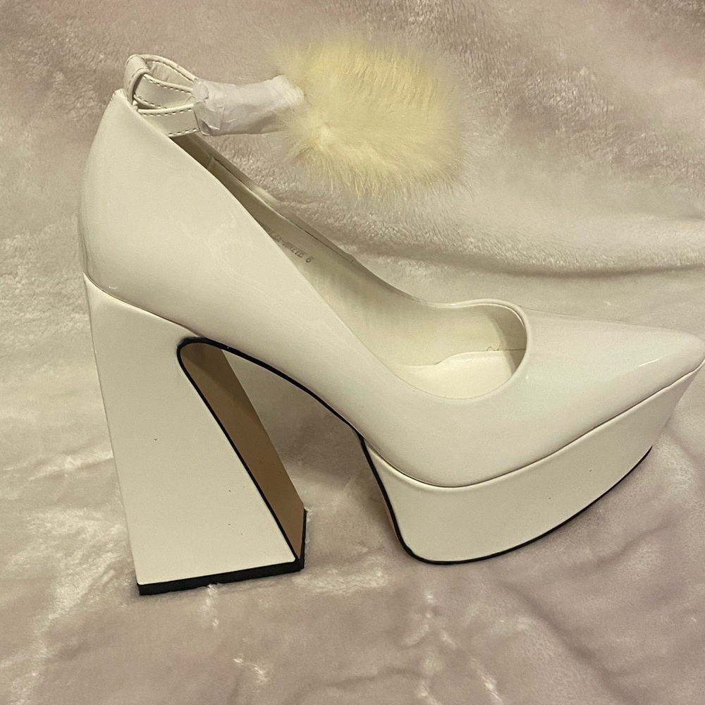 Chunky White Pumps